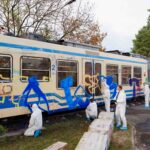 Firmen Graffiti Workshop auf Zug Waggon
